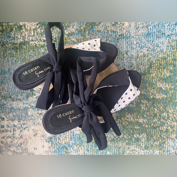 Vintage Y2K Té Casan G’auluce Seldi black white polka dot espadrilles, EU 37 - Picture 2 of 16